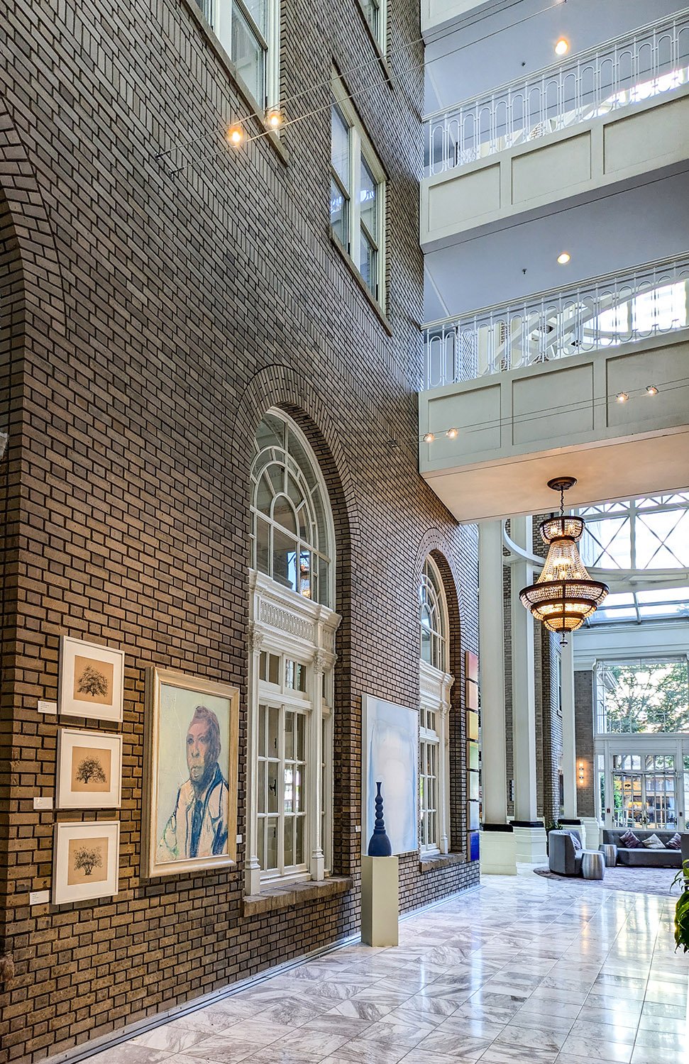 Exposed exterior wall of the original Georgian Terrace Hotel in the atrium of the Georgian Terrace Hotel Expansion, Atlanta