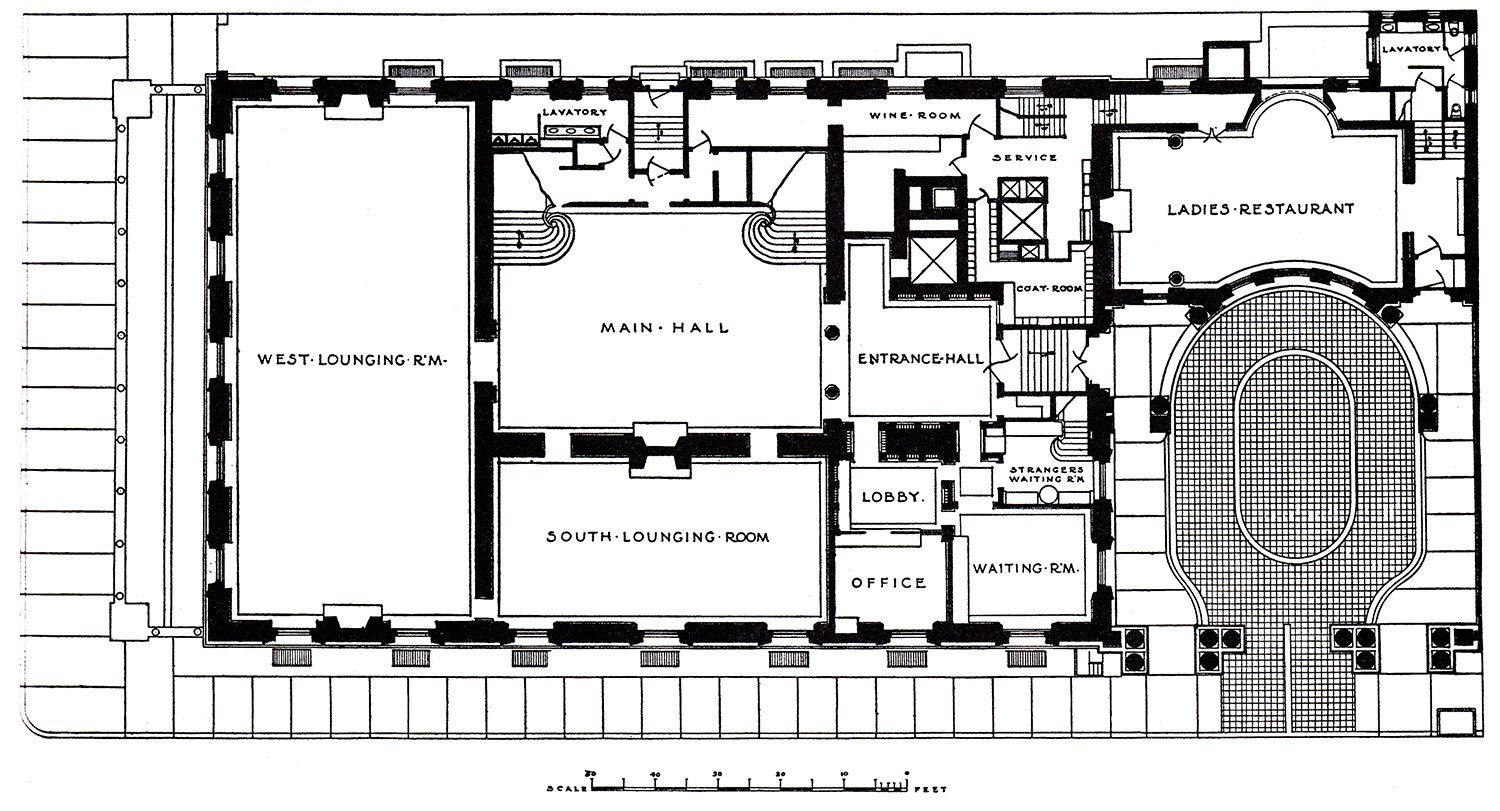 First floor plan of the Metropolitan Club, New York