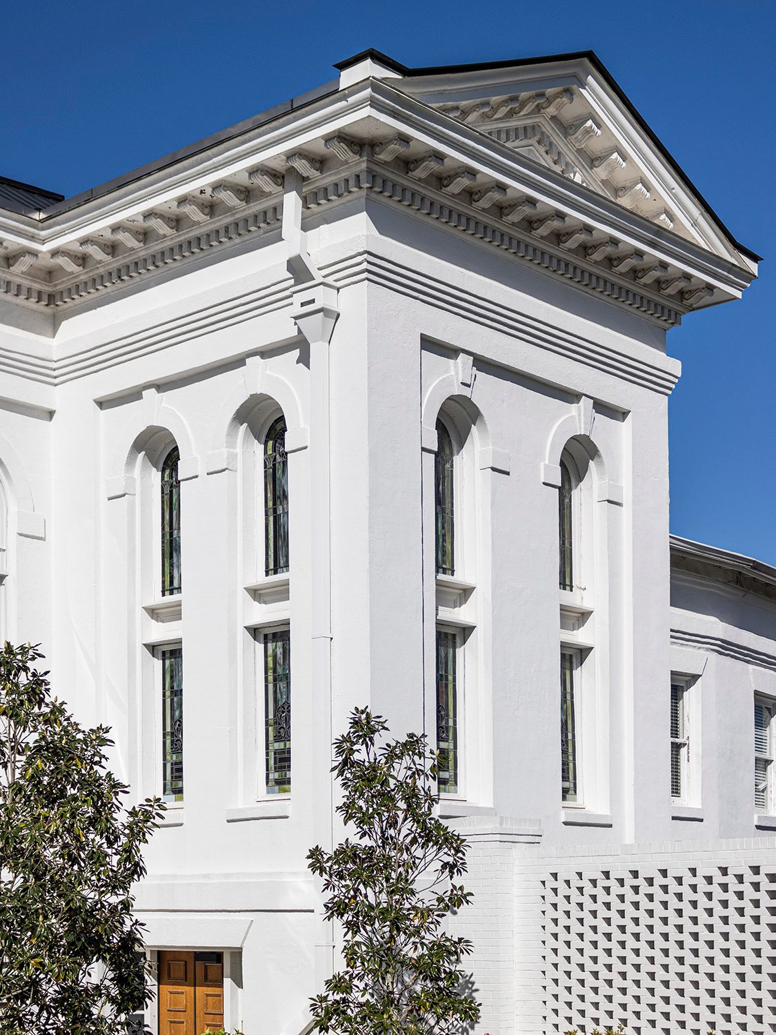 Transept on the northeast corner of First Methodist Church, Opelika, Alabama