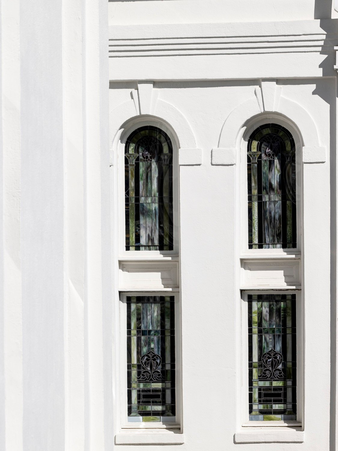 Transept windows on First Methodist Church, Opelika, Alabama