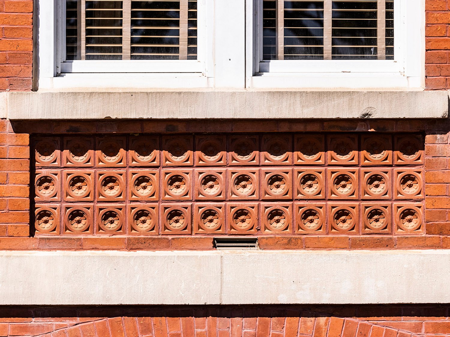 Terracotta spandrel on the facade of Samford Hall, Auburn, Alabama