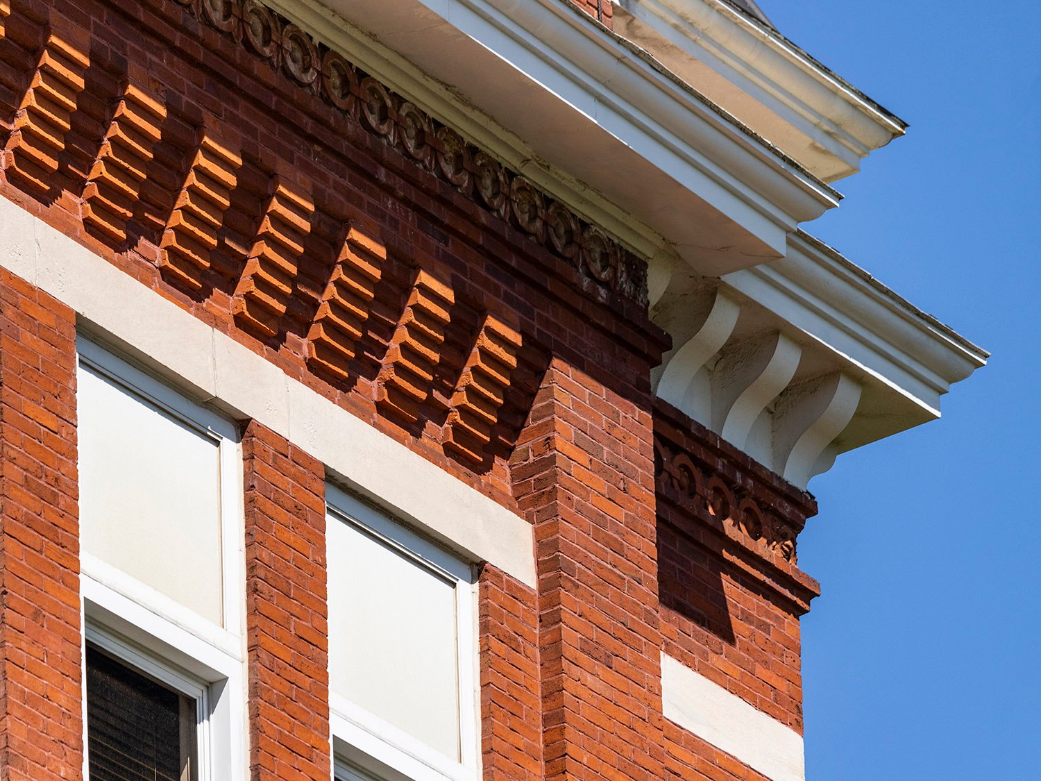 Eaves and cornice on the northeast corner of Samford Hall, Auburn, Alabama