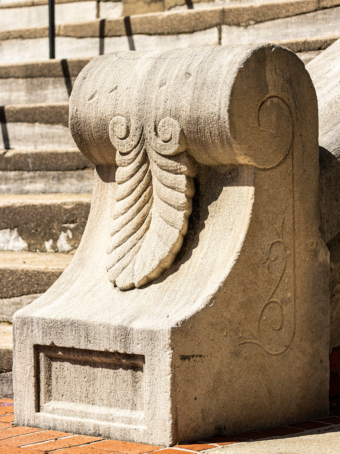 Pedestal at the northeast entrance of Samford Hall, Auburn, Alabama