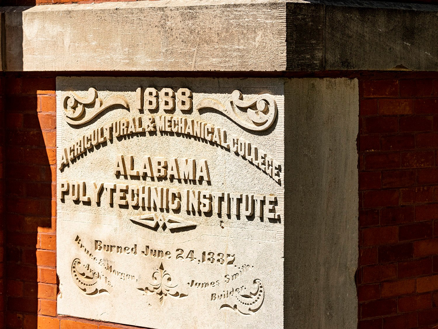 Cornerstone of Samford Hall, Auburn, Alabama