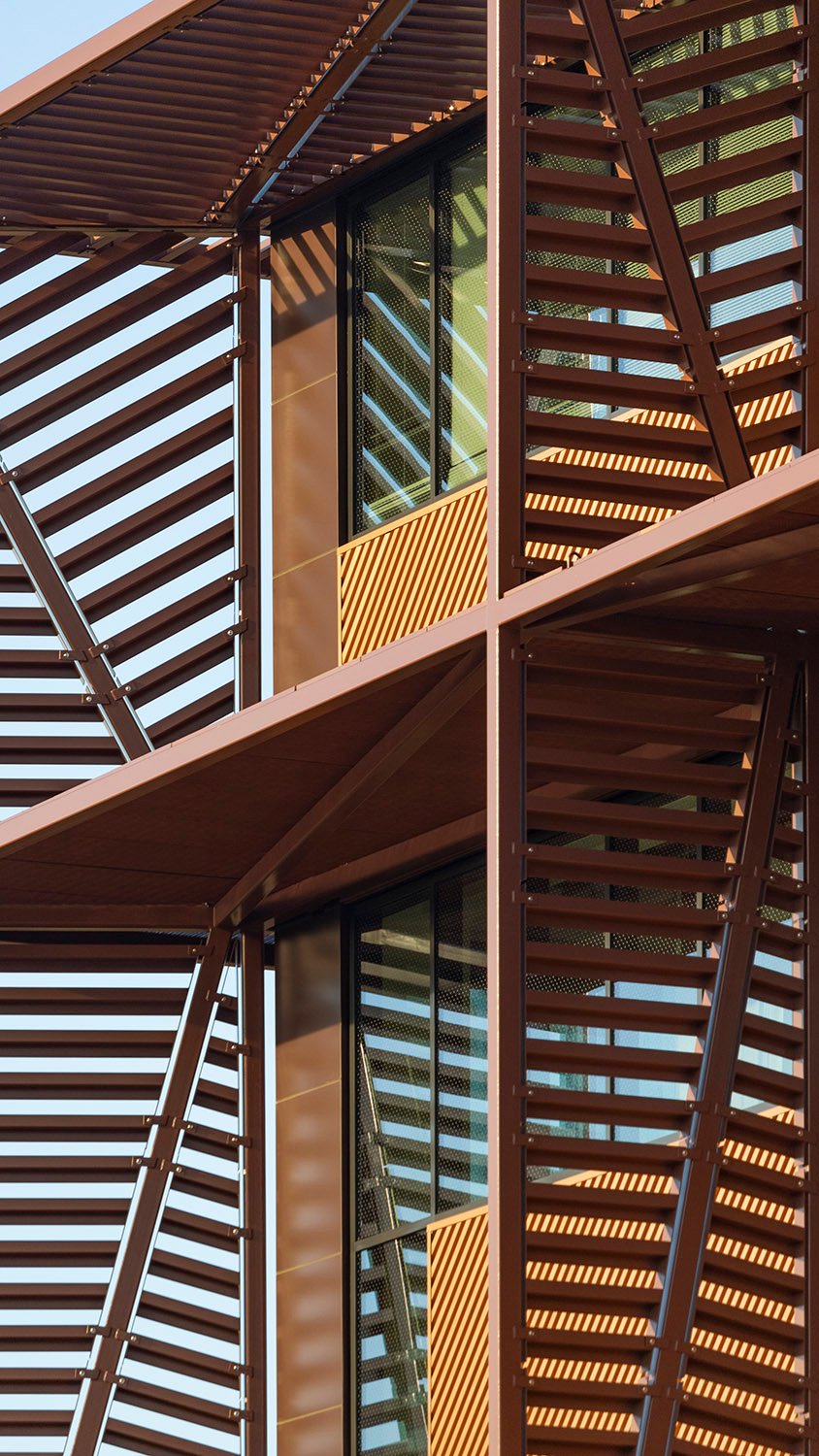 Sunshades and windows on the southwest corner of Spelman College Center for Innovation & the Arts, Atlanta