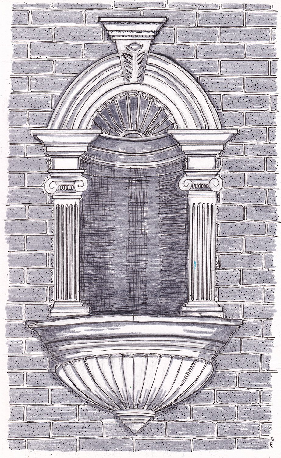 G.L. Norrman. Chimney niche on the C. D. Hurt Residence. 