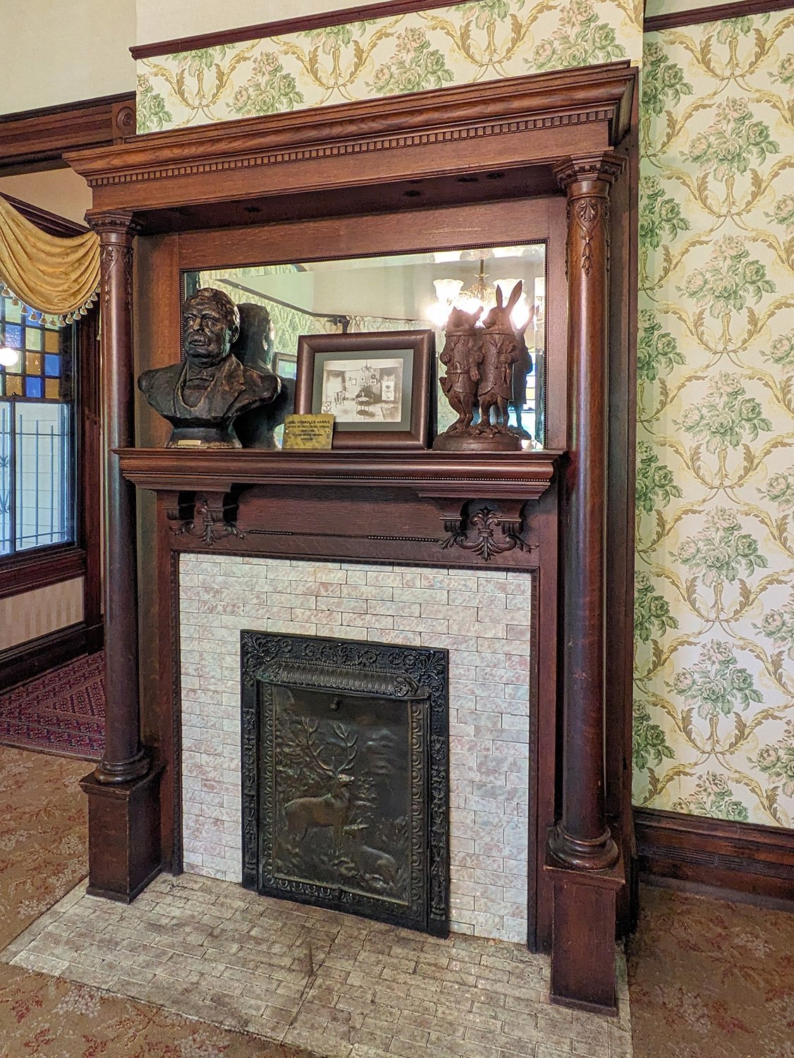 Fireplace and mantel in the parlor of The Wren's Nest, Atlanta