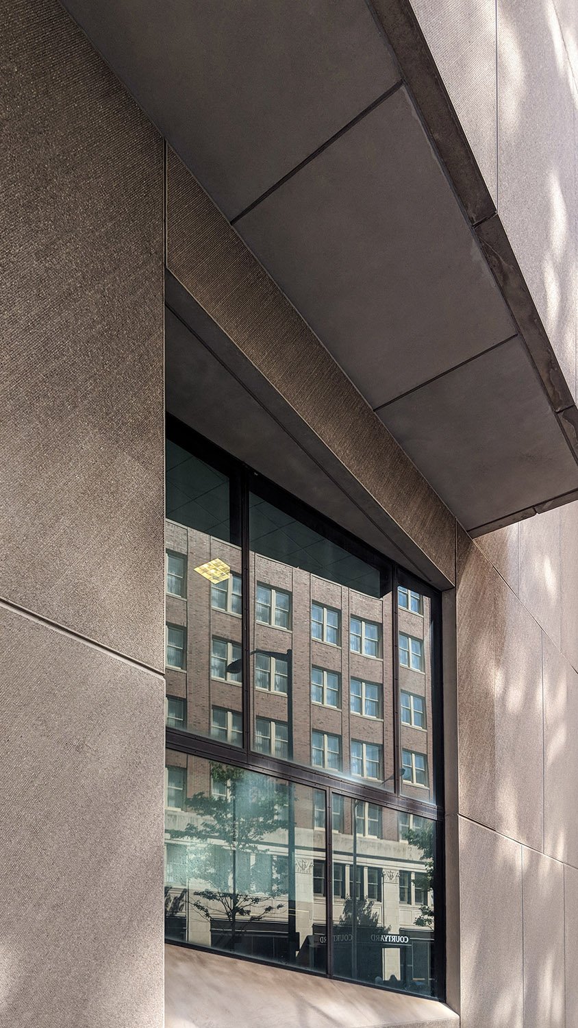 Trapezoidal window on the north elevation of the Atlanta Central Library