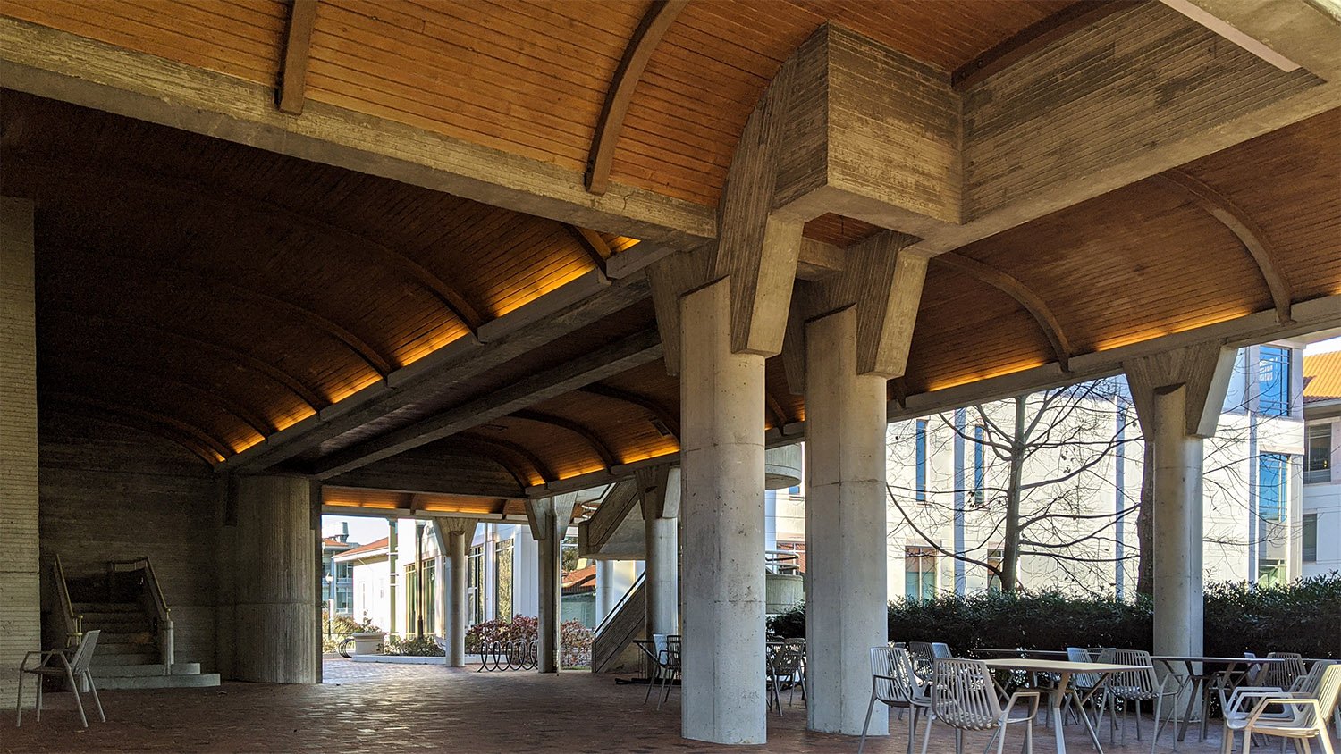 Covered walkway beneath Cannon Chapel
