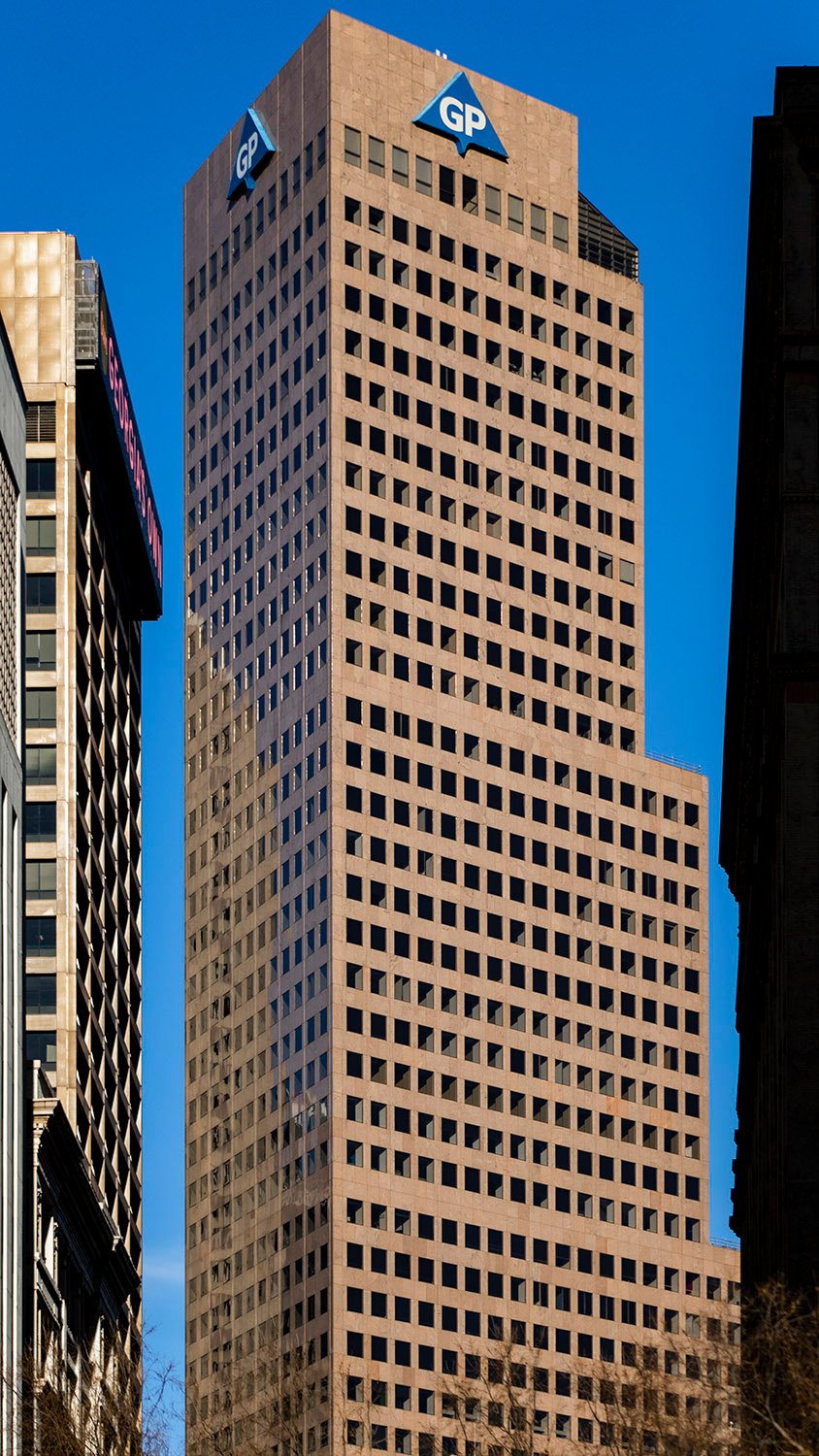 Leon Moed and Michael McCarthy of Skidmore, Owings & Merrill. Georgia-Pacific Center (1982). Atlanta.