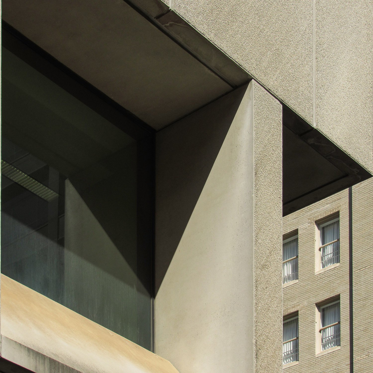 Second-floor window on the southeast corner of the Atlanta Central Library