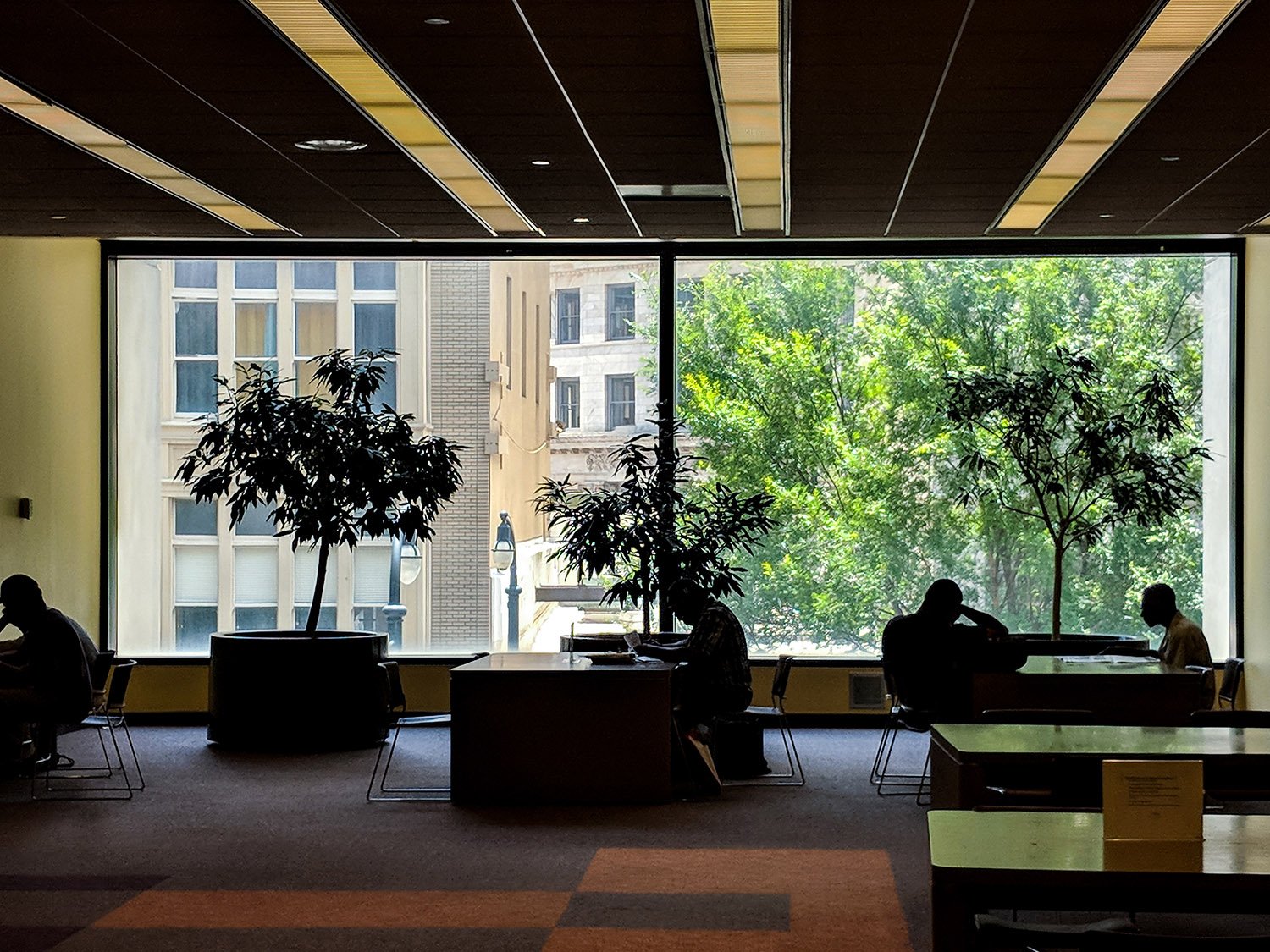 Looking out the window on the second floor of the Atlanta Central Library