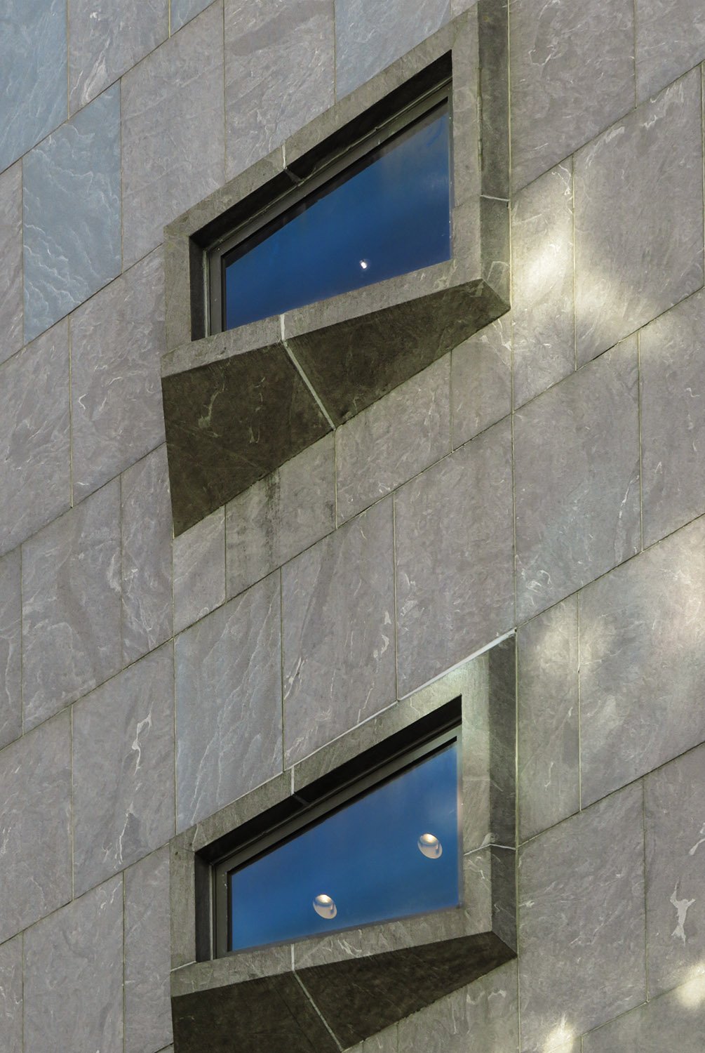 Trapezoidal windows on the Whitney Museum of Art, New York