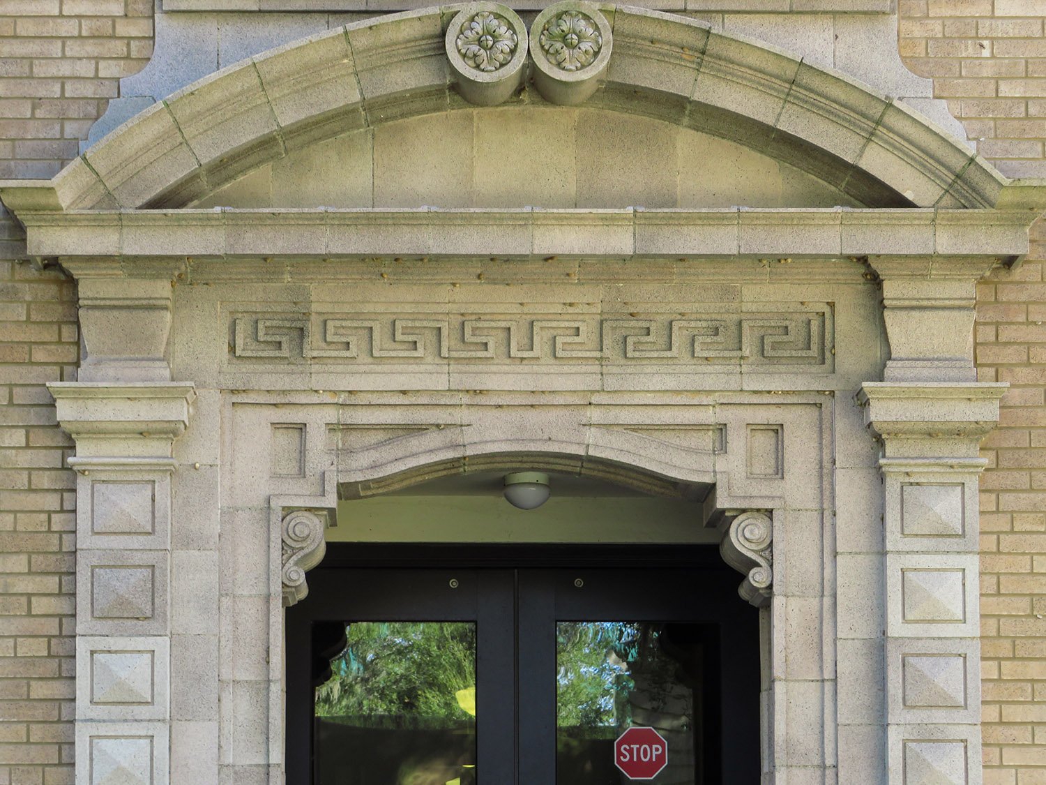 Pediment over the door on the south elevation of the Sumter County Courthouse, Bushnell, Florida