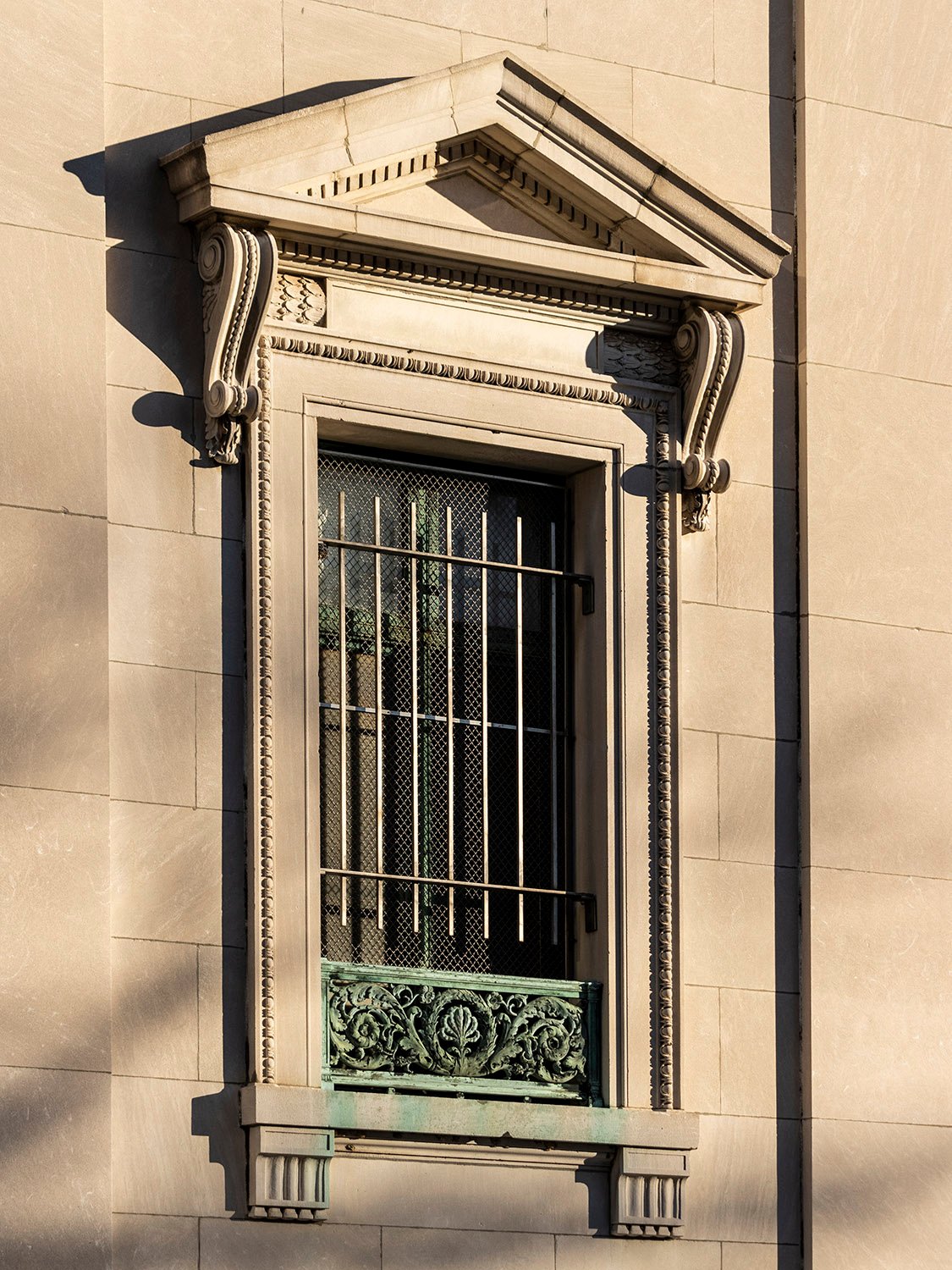 Window on the facade of the Cooper Branch Free Public Library, Camden, New Jersey