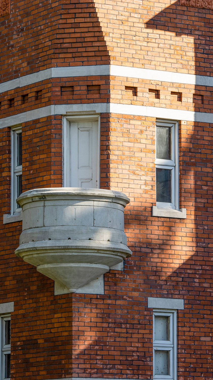 Tower and corner balcony on the Gwinnett County Courthouse, Lawrenceville, Georgia