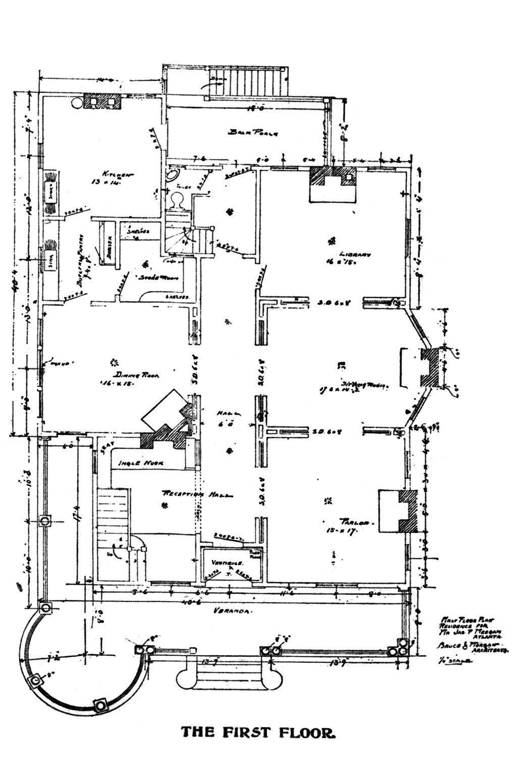 First floor plan of the James F. Meegan Residence, Atlanta