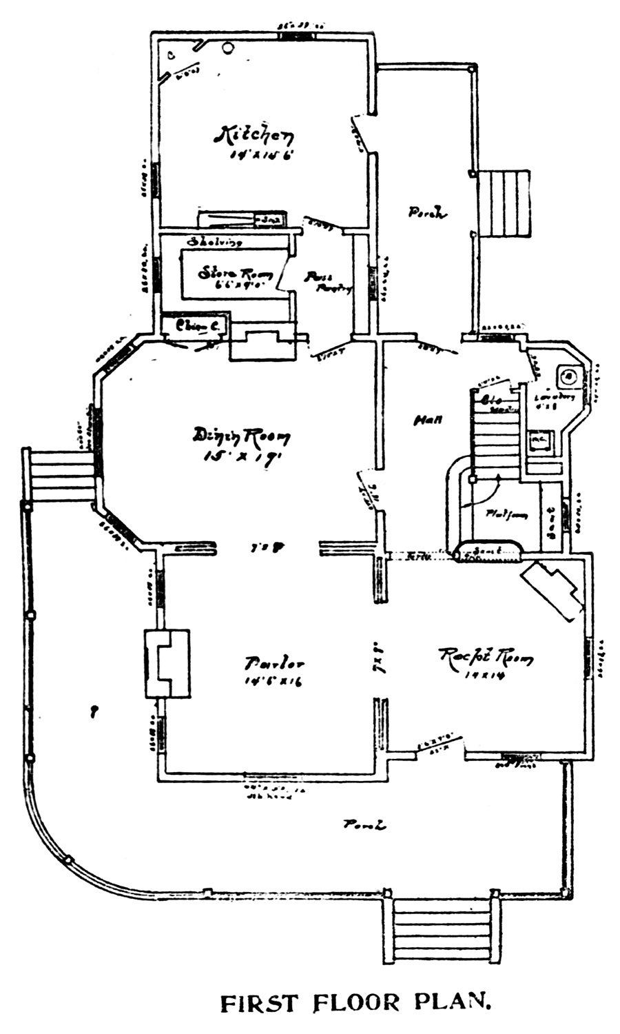 First floor plan of the Susie Wells Residence, Atlanta