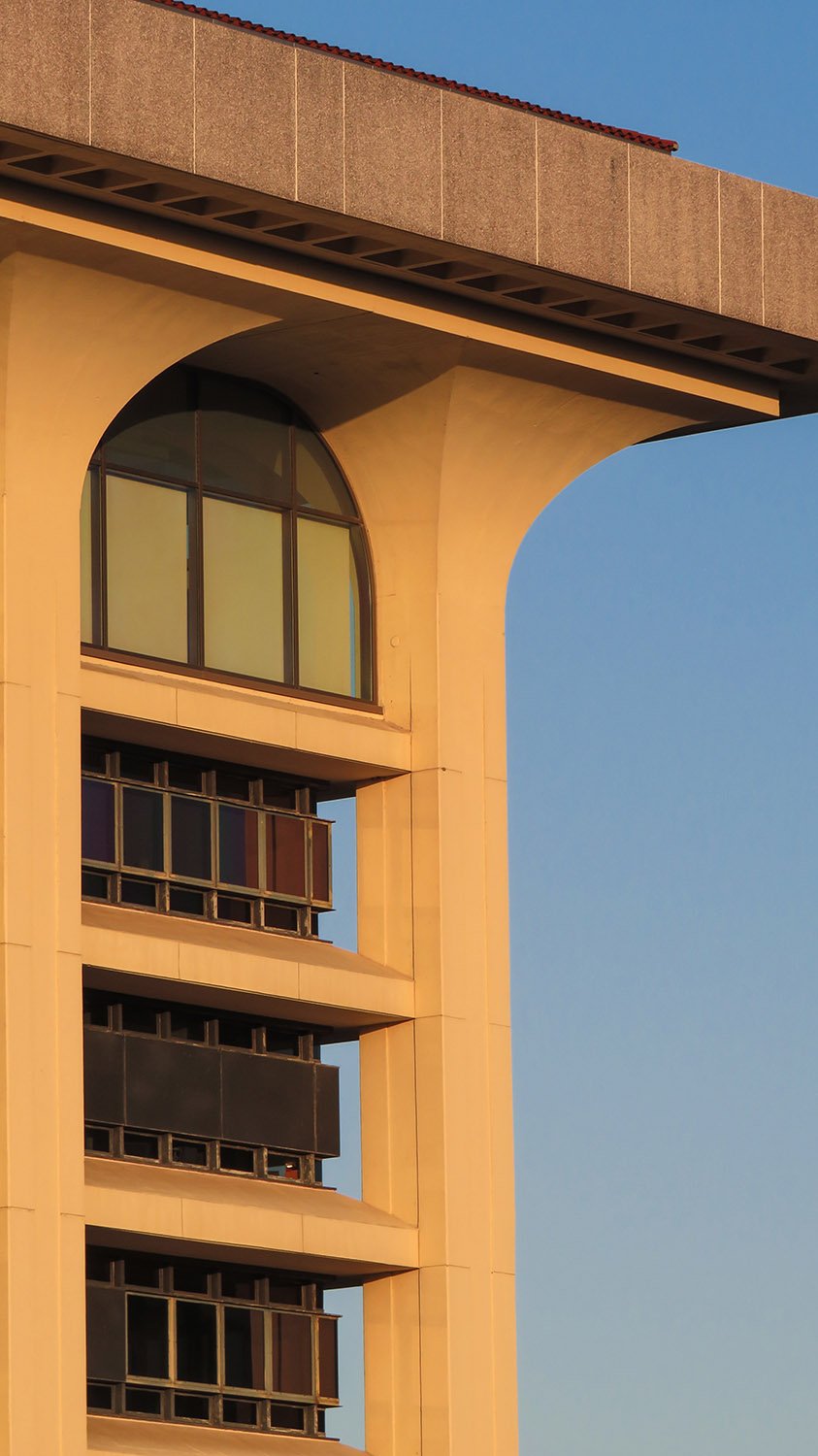 Windows, columns, and cornice on the Robert W. Woodruff Library