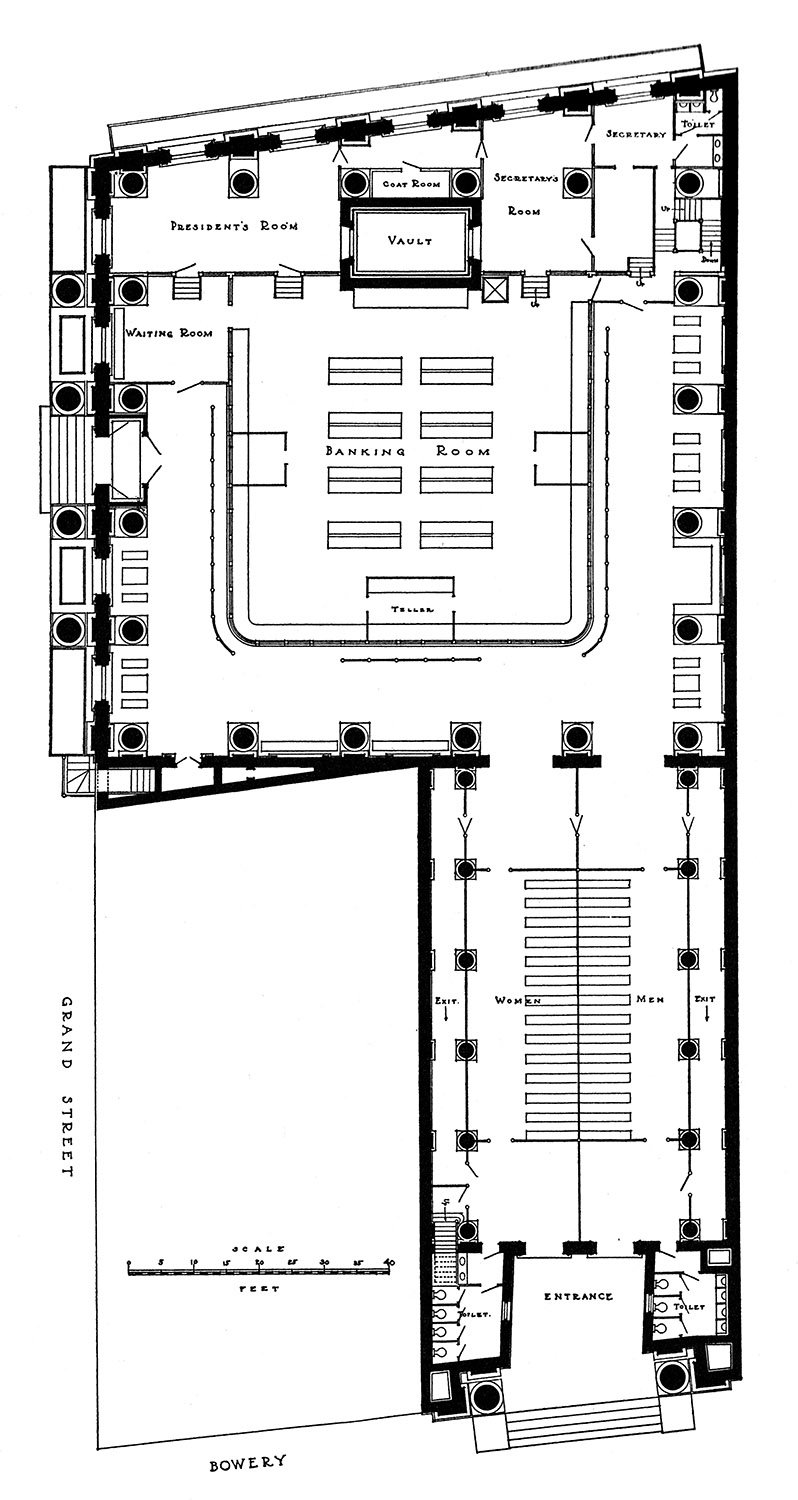 Floor plan of the Bowery Savings Bank, New York