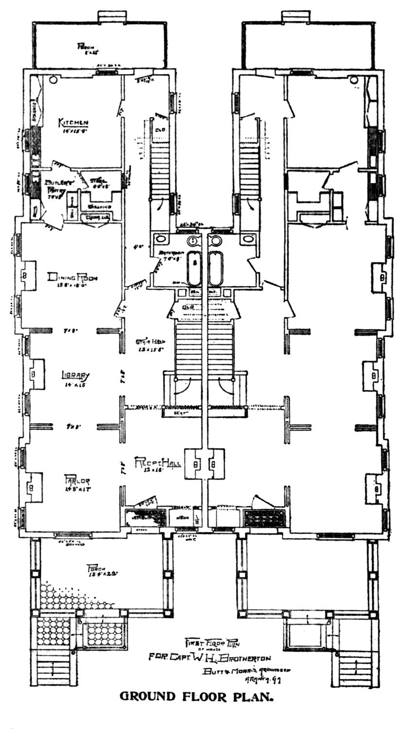 Ground floor plan of apartment house for W.H. Brotherton