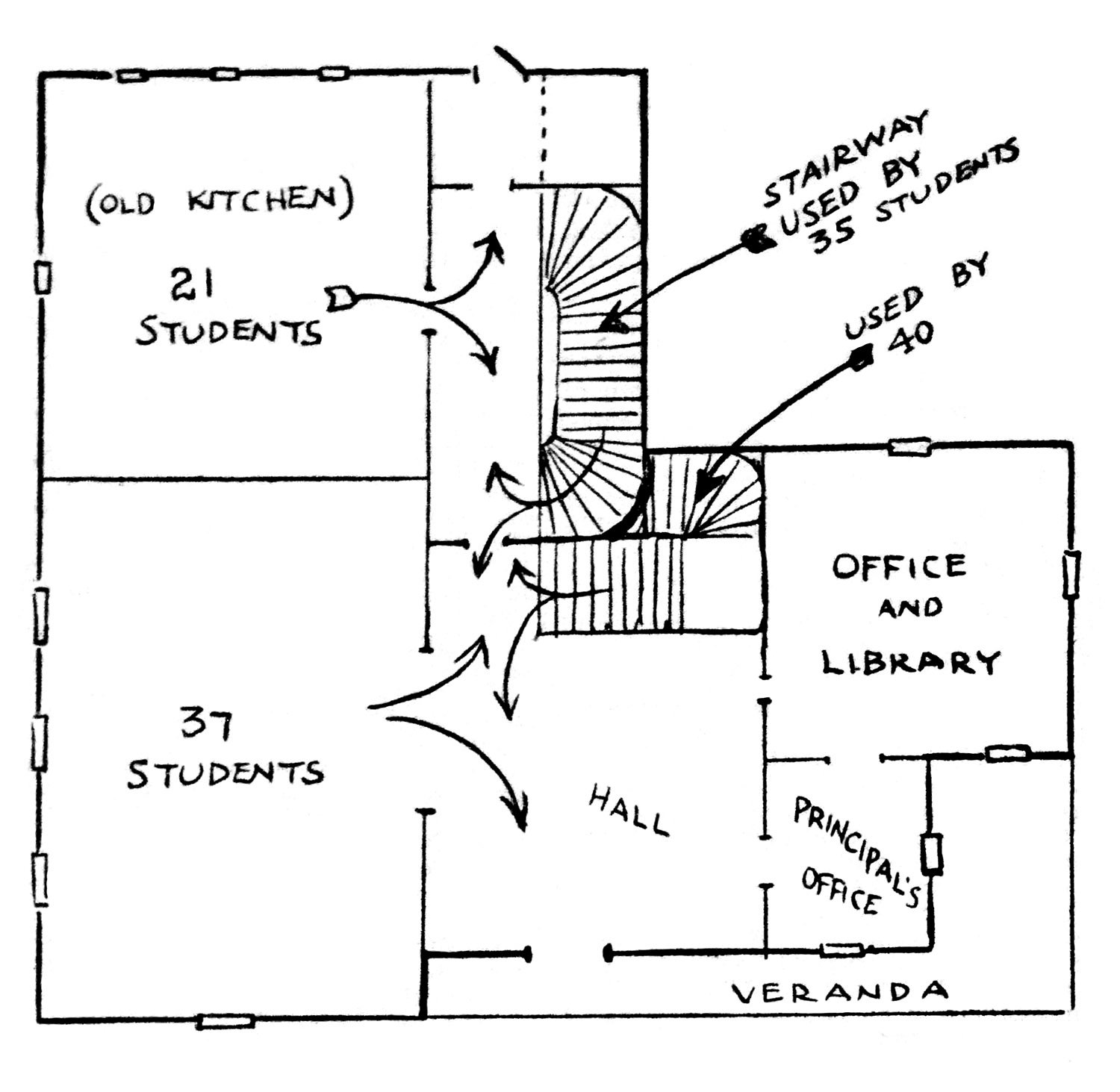 Sketch of floor plan for former St. Philip's Deanery circa 1913