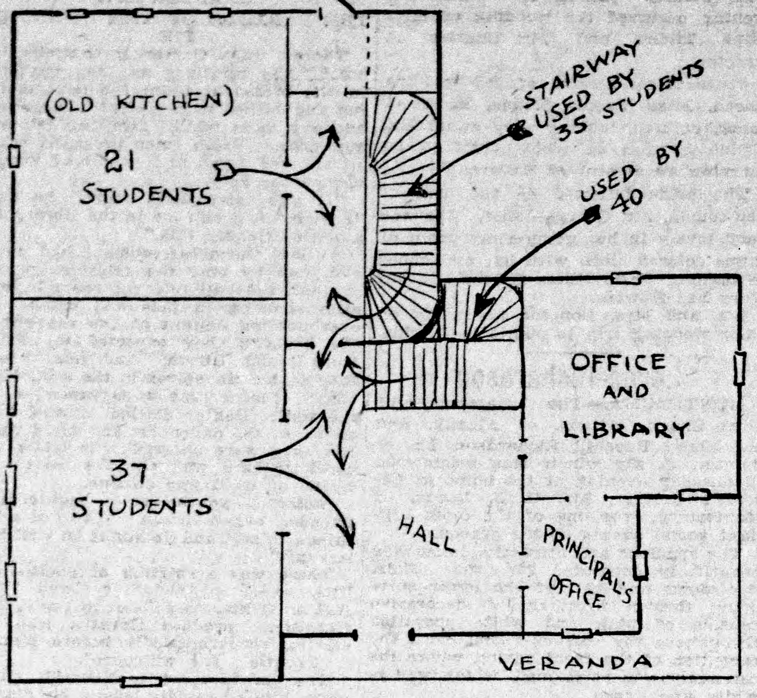 Sketch of floor plan for former St. Philip's Deanery, circa 1913.
