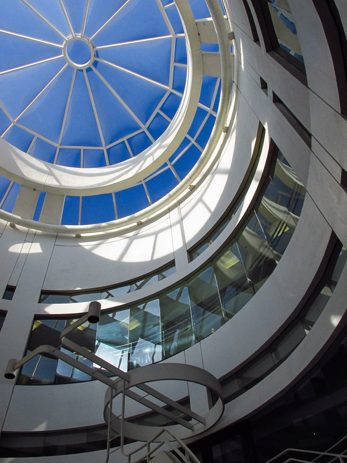 Looking up at the entrance atrium of Dobbs University Center, Atlanta