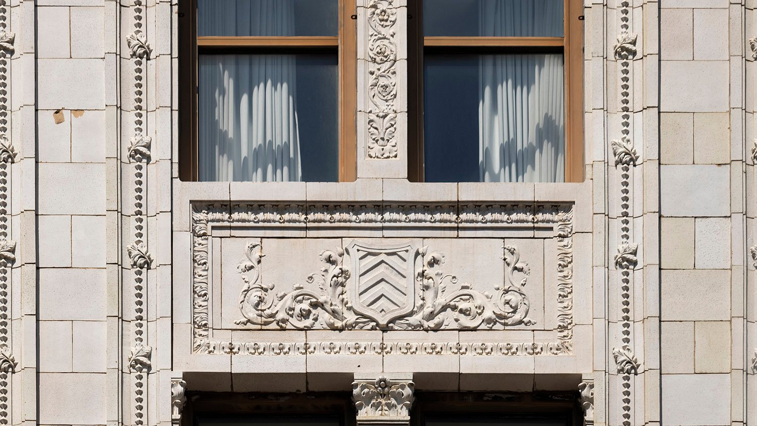 Terracotta window spandrel on the Empire Building, Birmingham, Alabama