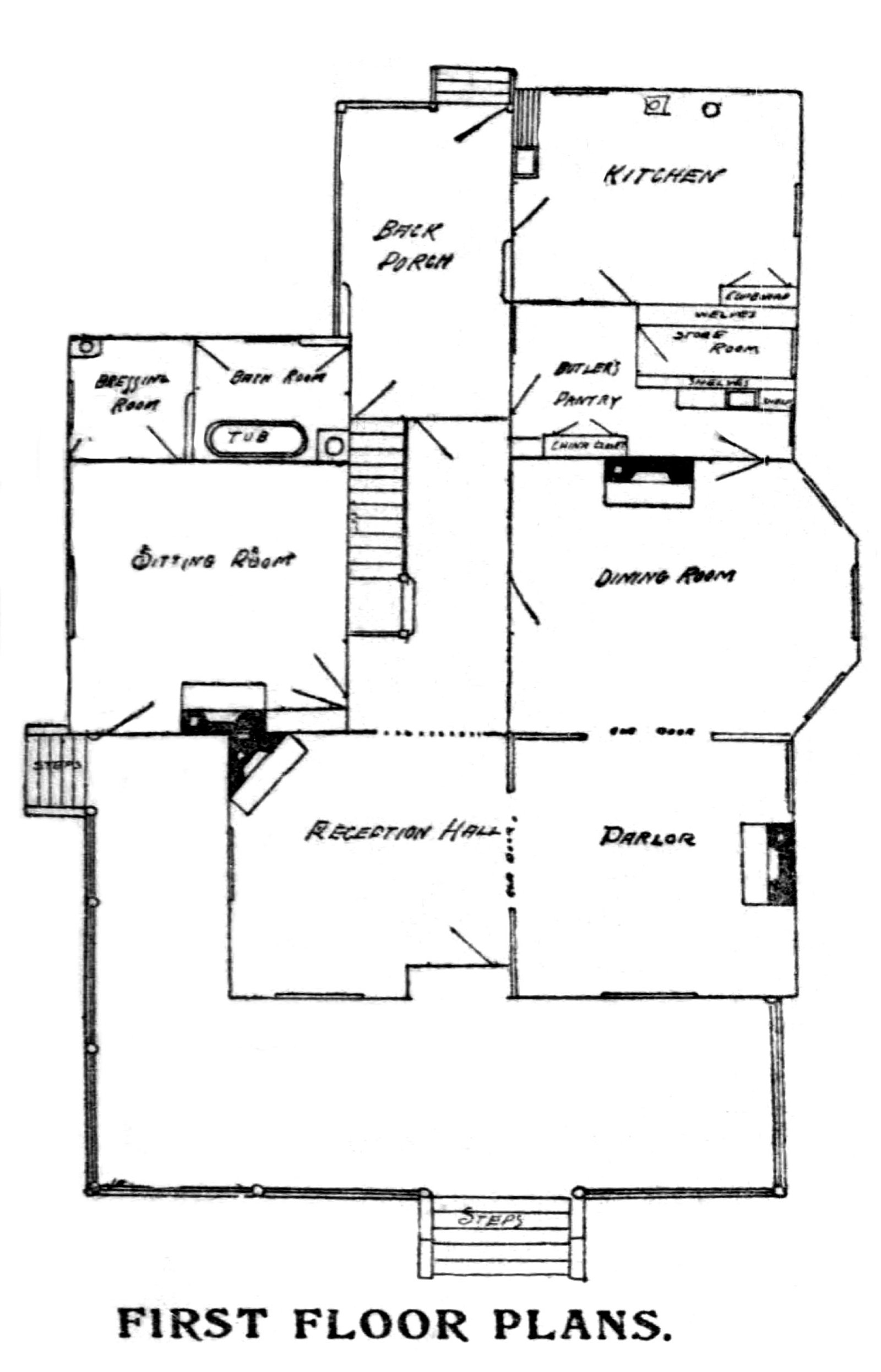 First floor plan of J.B. Hightower Residence