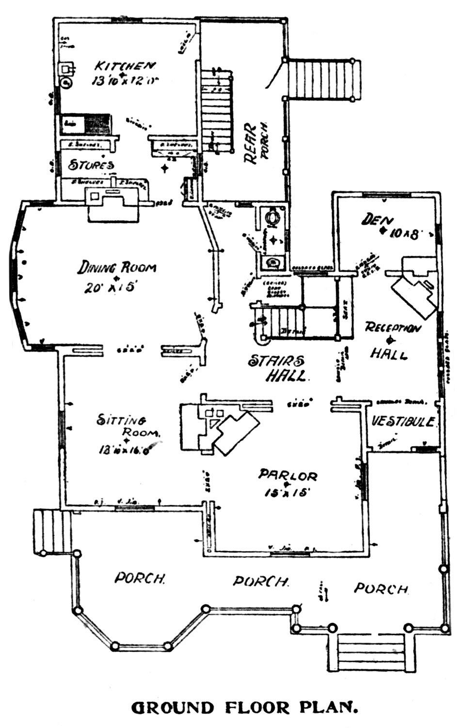 Ground floor plan of George Wade Residence, Atlanta
