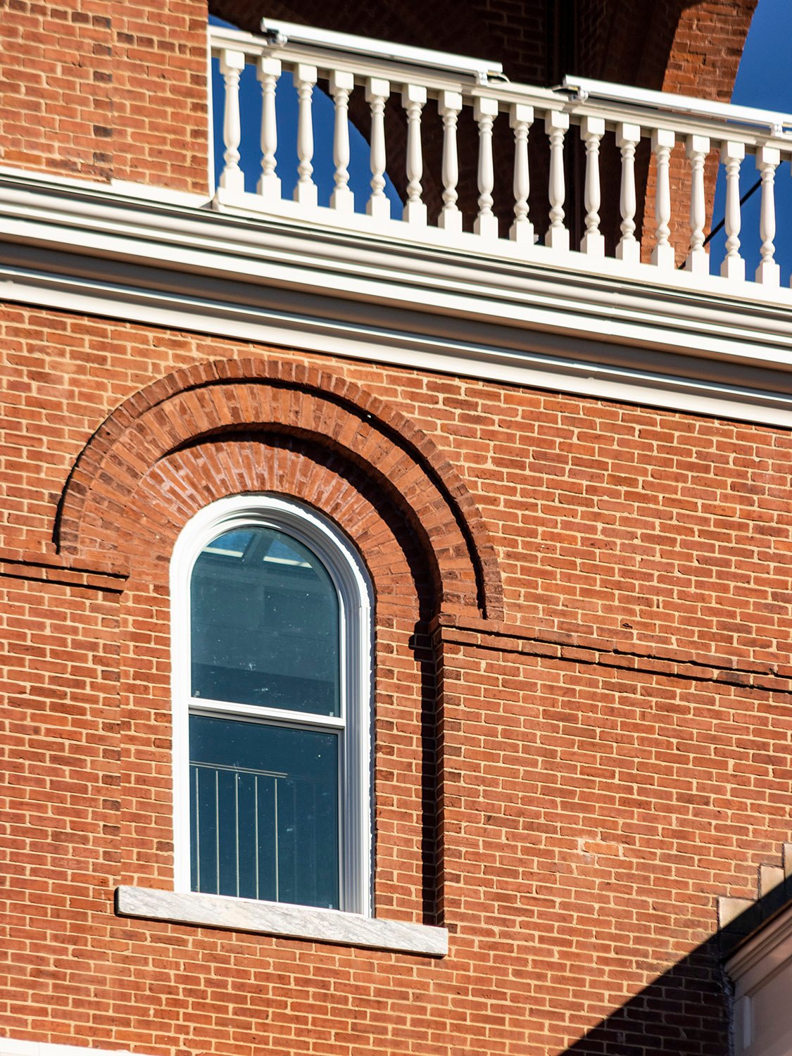 Fourth-floor arch window on the tower of Agnes Scott Hall, Decatur, Georgia