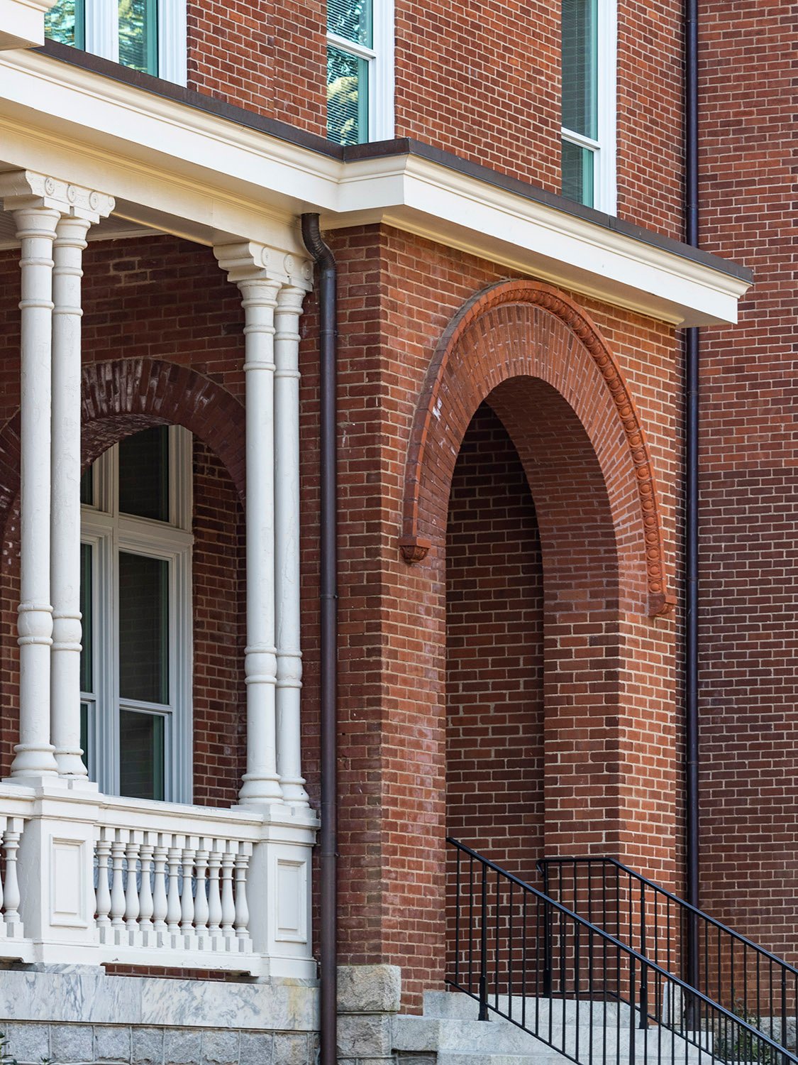 Porch and arches on the facade of Agnes Scott Hall, Decatur, Georgia