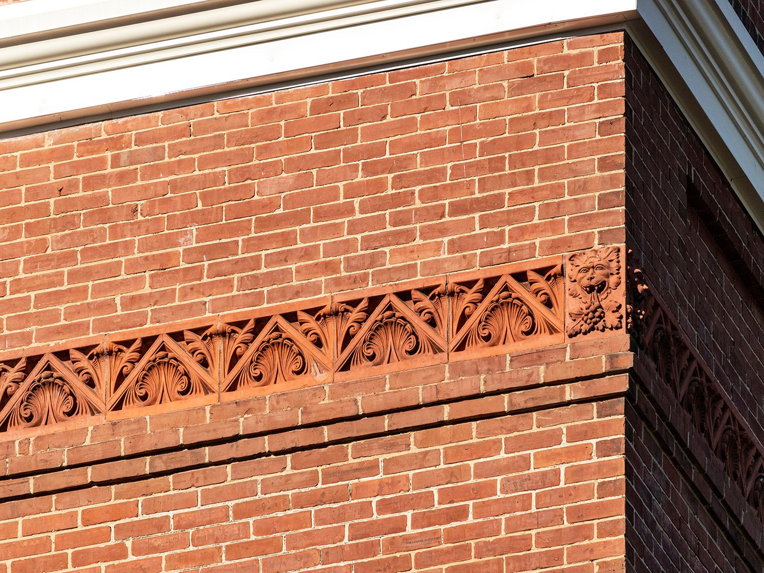 Cornice and terracotta stringcourse on Agnes Scott Hall, Decatur, Georgia