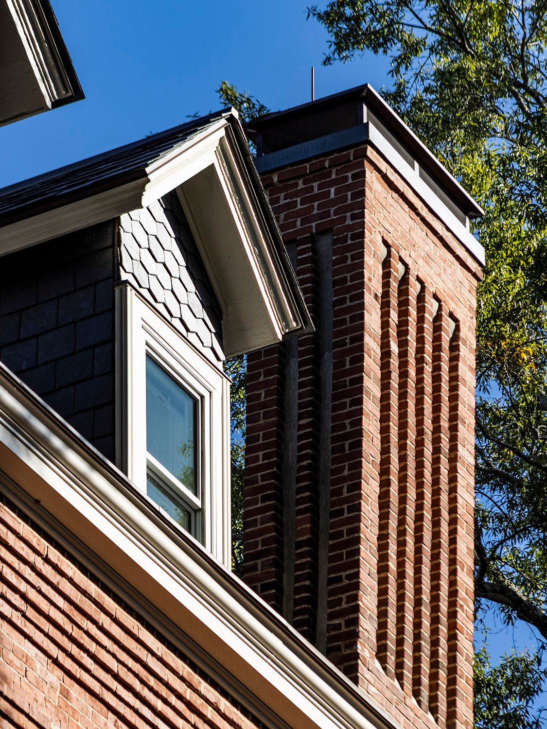 Dormer and chimney on the west elevation of Agnes Scott Hall, Decatur, Georgia