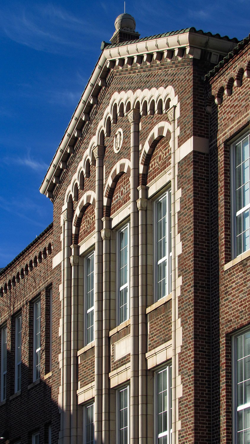 Looking at the facade of Joseph E. Brown Junior High School, Atlanta