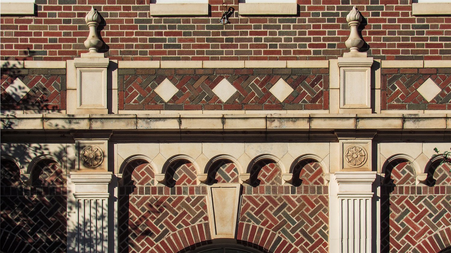 Belt course and ornamentation on the facade of Joseph E. Brown Junior High School, Atlanta