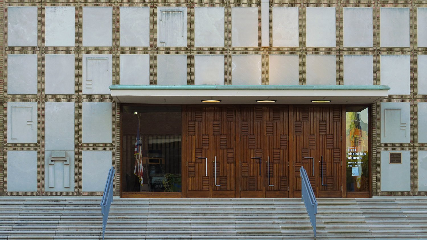 Entrance of First Christian Church, Columbus, Indiana