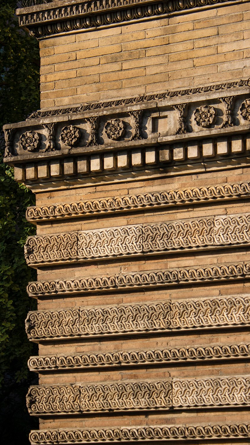 Terra cotta string courses on Judson Memorial Church, New York