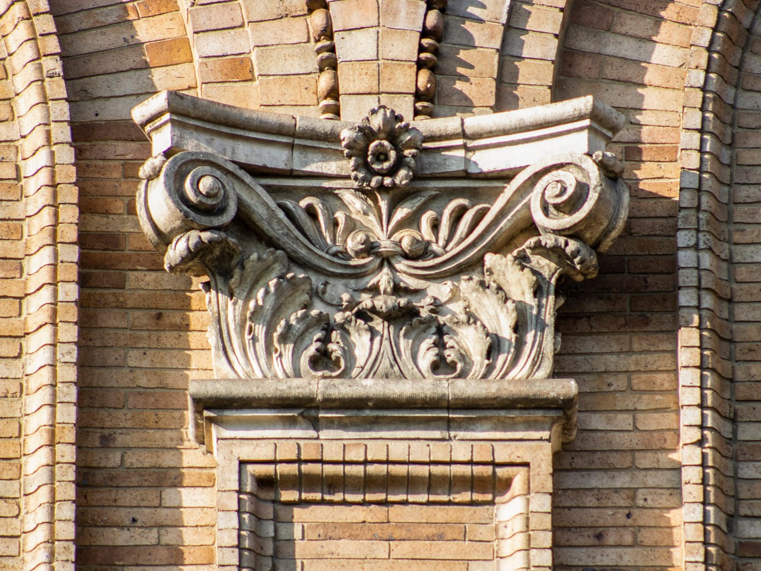 Corinthian capital on Judson Memorial Church, New York