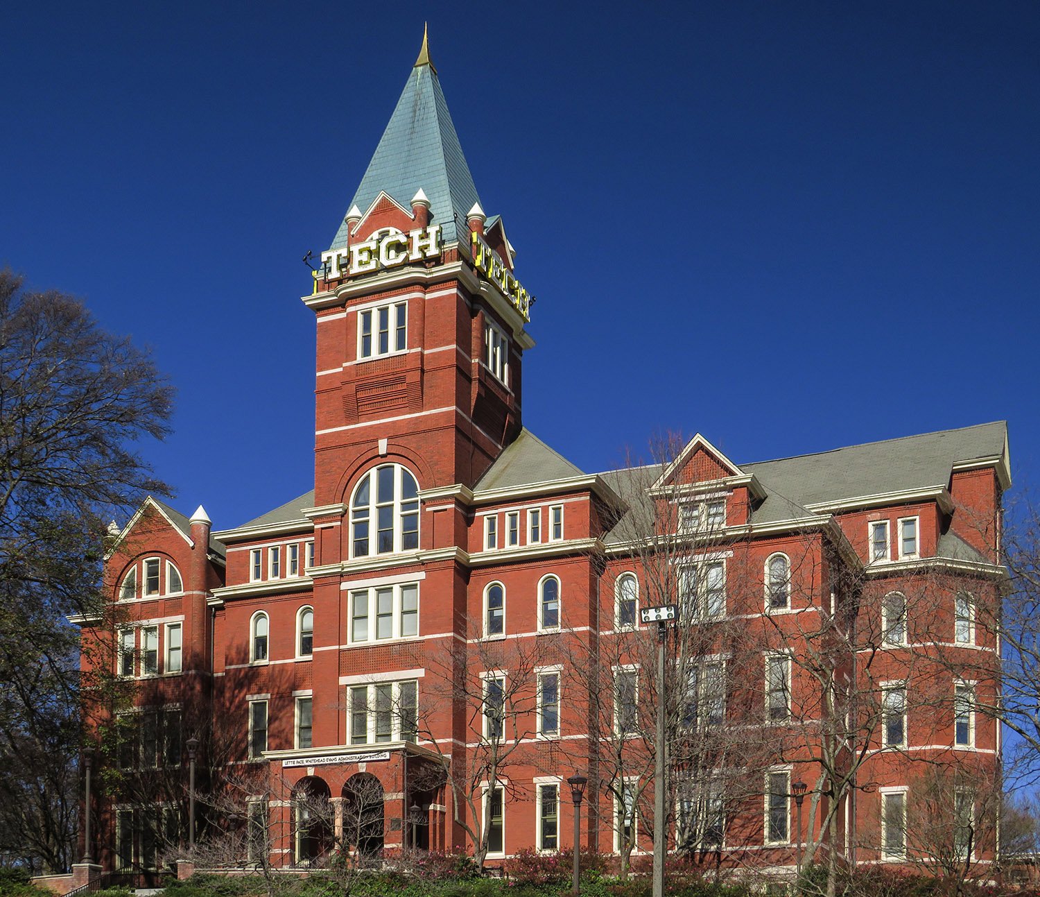 Looking at the Academic Building of Georgia Tech from the southeast
