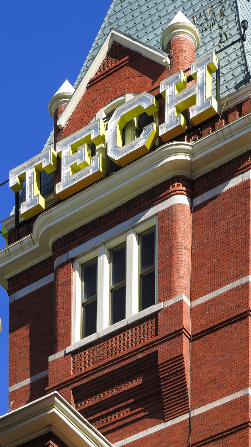 Bay window on the tower of the Academic Building at Georgia Tech, Atlanta