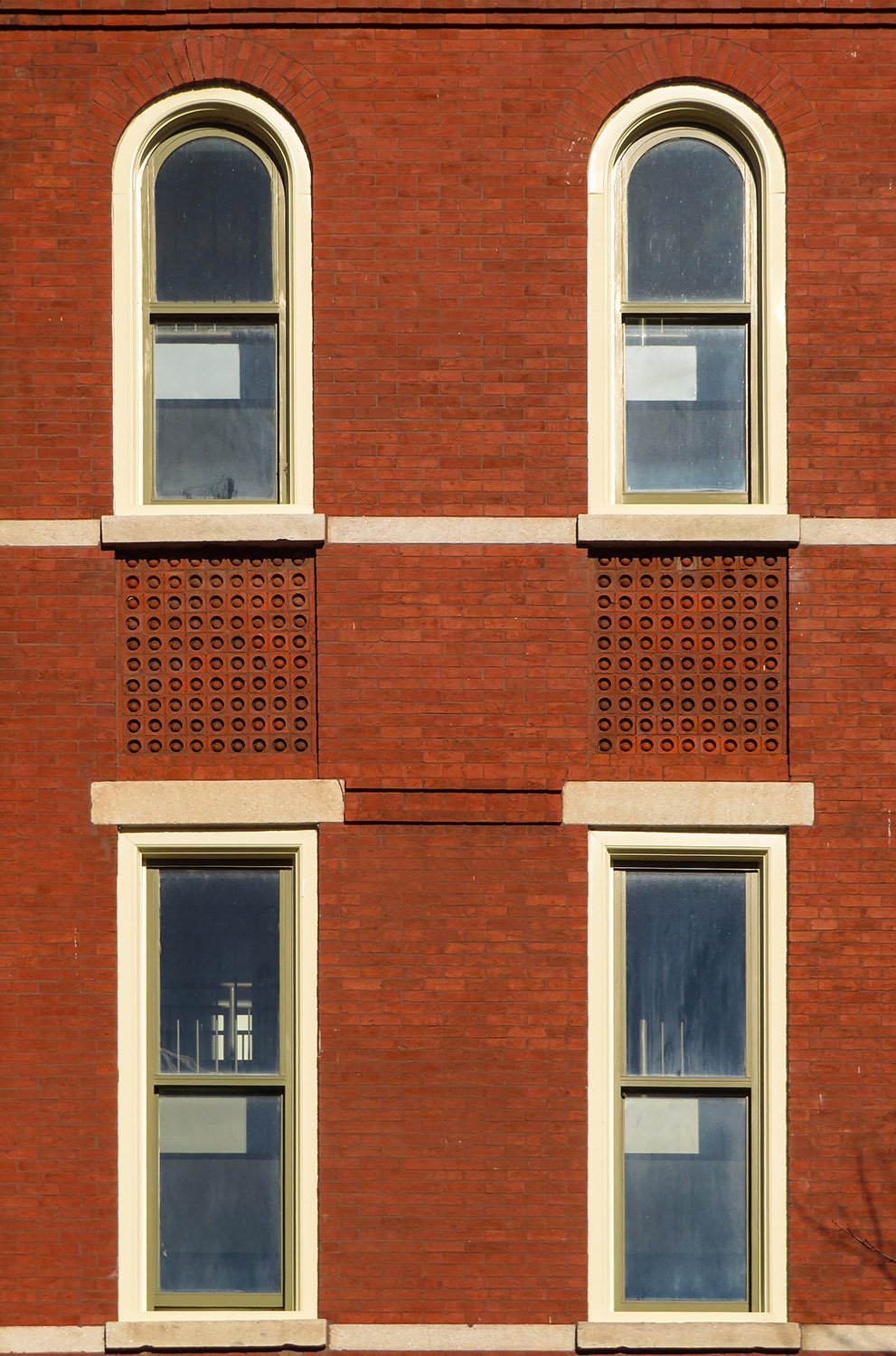 Second- and third-floor windows on the facade of the Academic Building at Georgia Tech, Atlanta