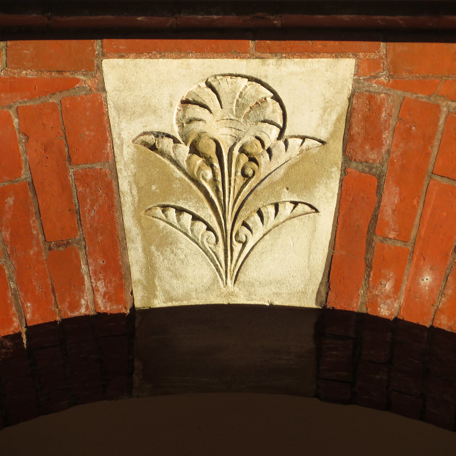 Keystone on the front porch of the Academic Building at Georgia Tech, Atlanta