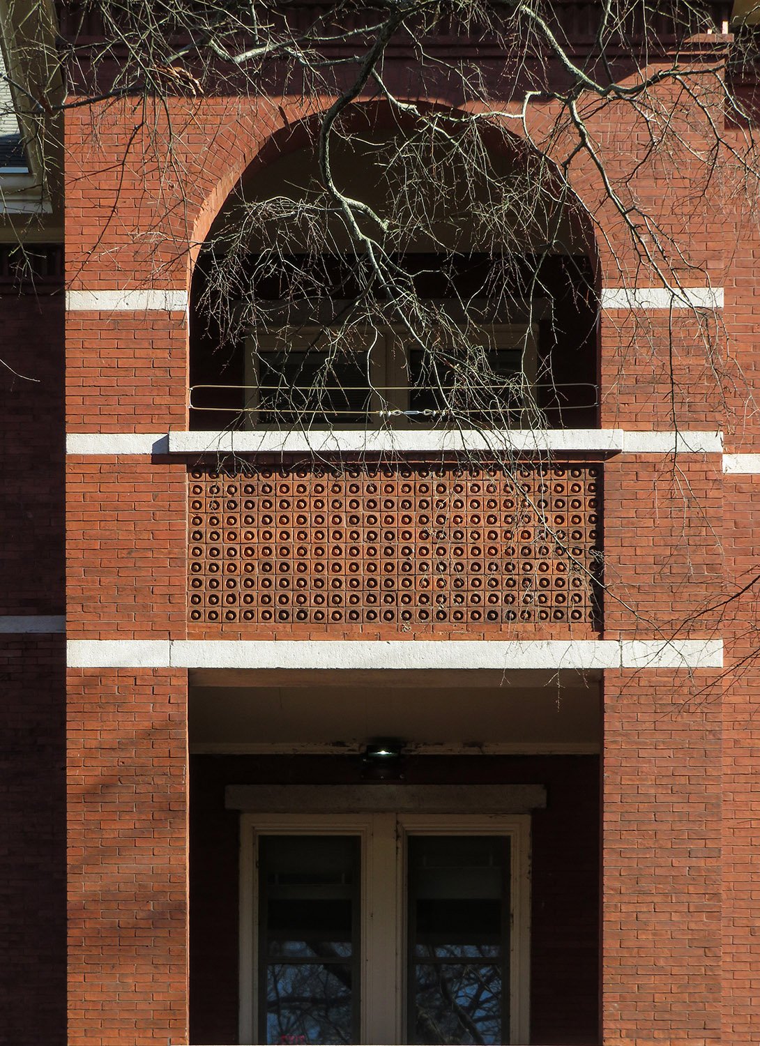 Second- and third-floor balconies on the west elevation of the Academic Building at Georgia Tech, Atlanta