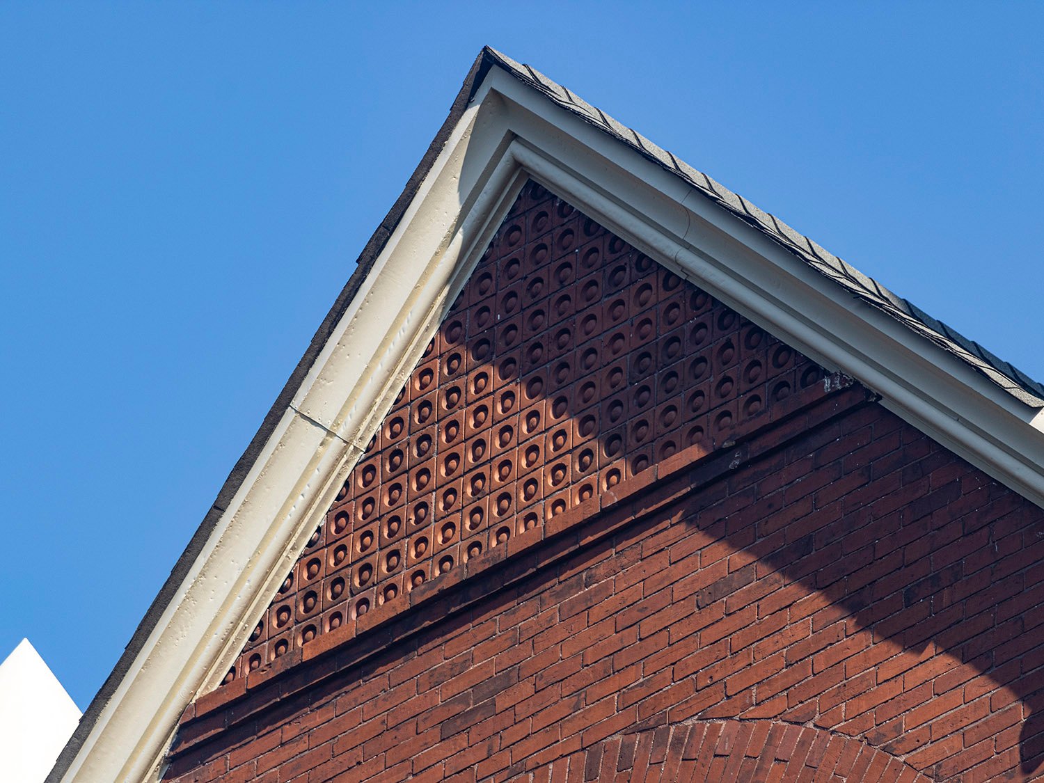 Terracotta gable ornamentation on the facade of the Academic Building at Georgia Tech, Atlanta