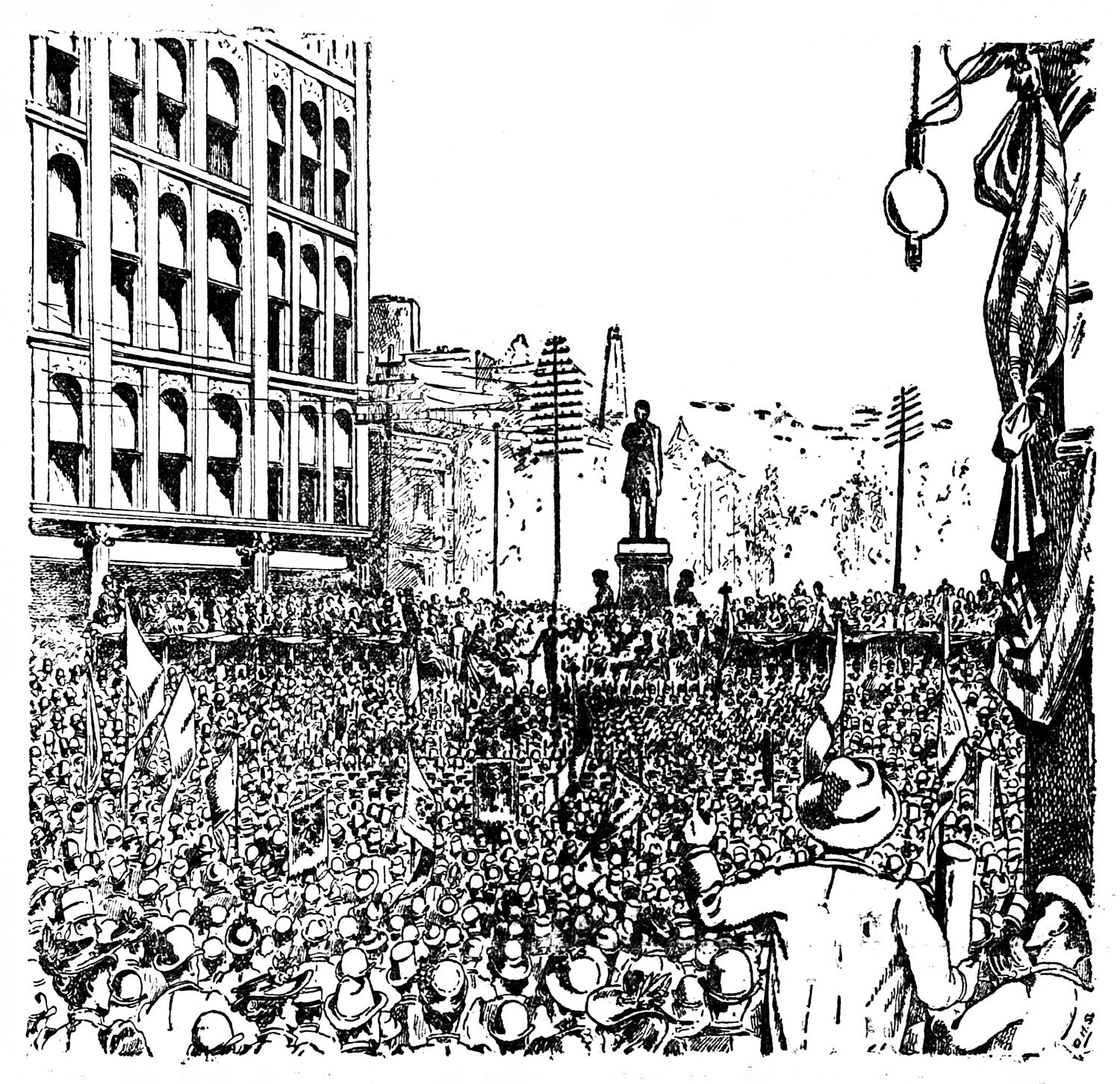 Illustration of the unveiling of the Henry W. Grady Monument, October 21, 1891