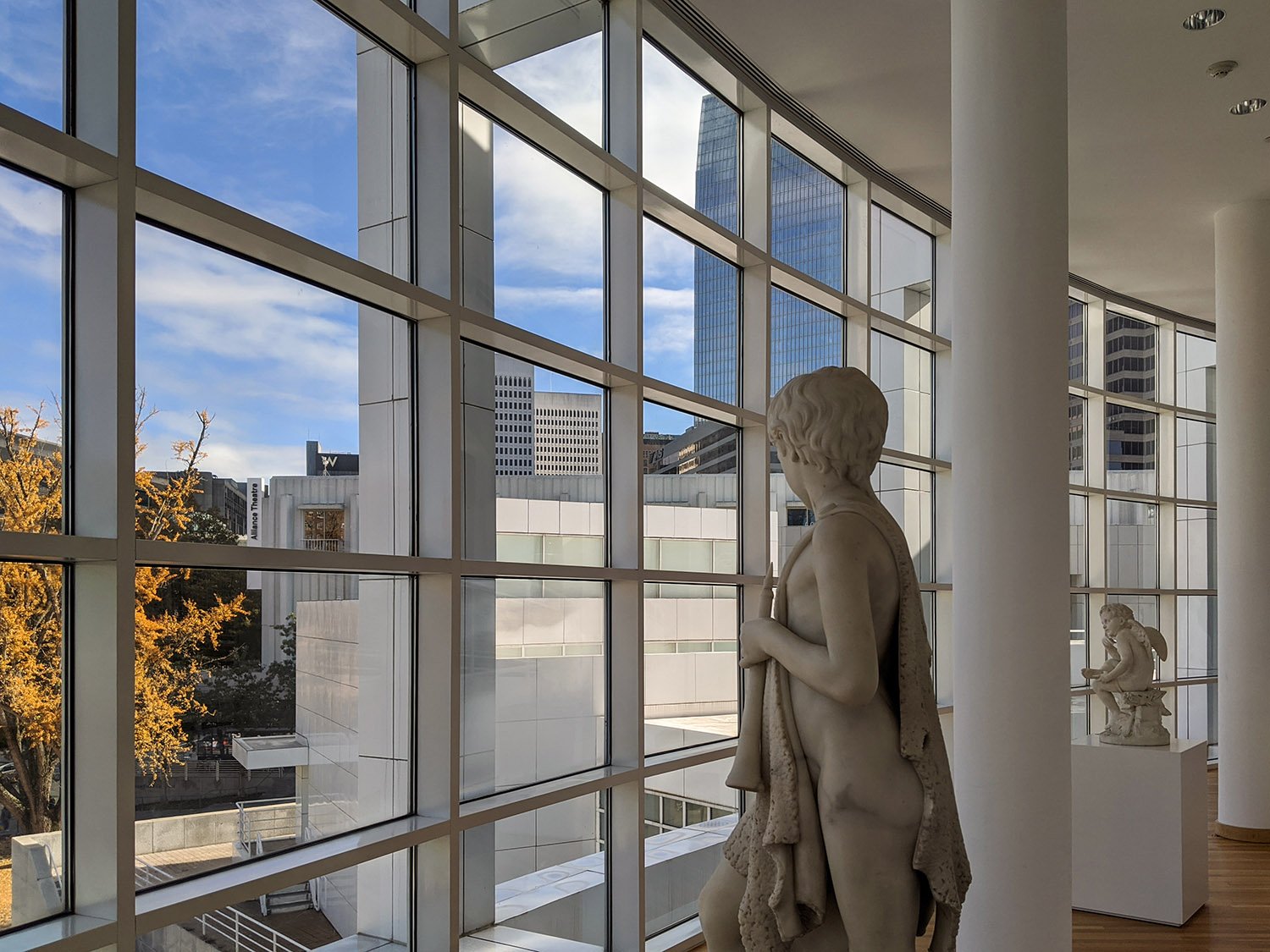 Looking out a window in the High Museum of Art