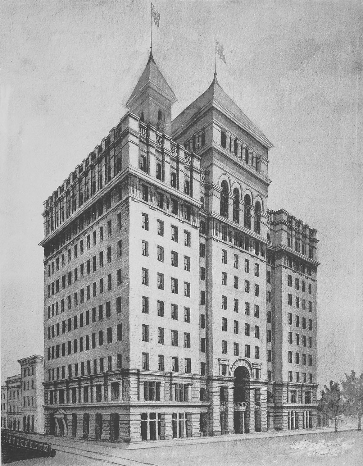 G.L. Norrman. Hotel Venable (1895, unbuilt). Atlanta.