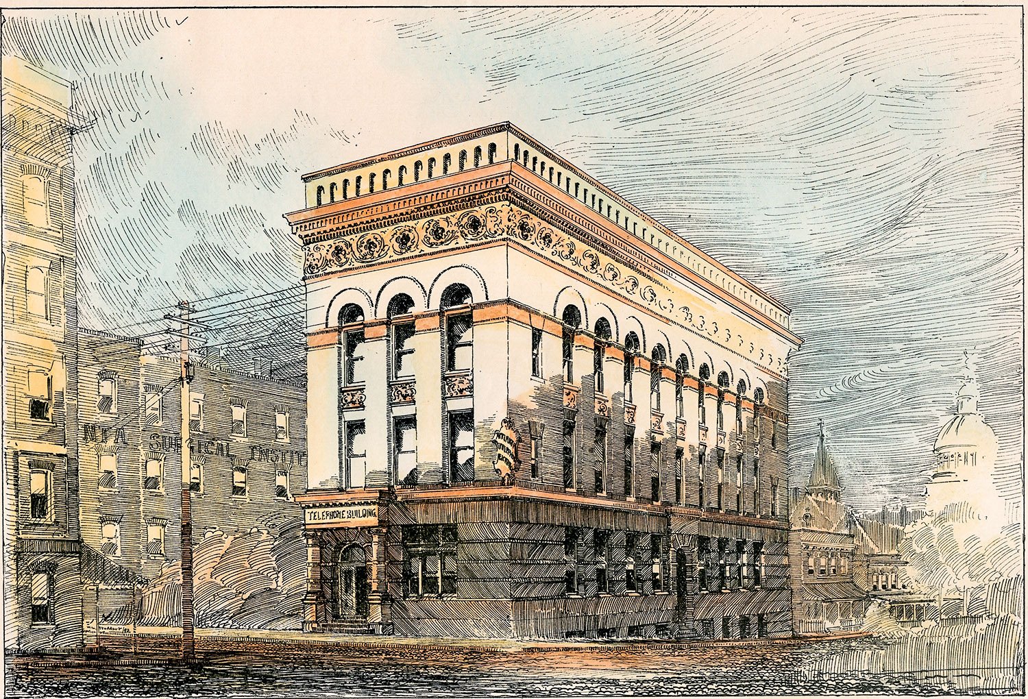 G.L. Norrman. Southern Bell Telephone & Telegraph Building (1894-1952). Illustration by W.L. Stoddart. 